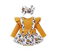 Baby Girls Boys Halloween Costume Infant Clothes Set Long Sleeve Skeleton Bat Romper First Unisex Boy Outfit with Hat for Toddler Bodysuit Jumpsuit Brown