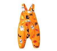 Baby Girls Boys Halloween Costume Newborn Outfit Jumpsuit Ghost Pumpkin Fancy Dress Kids Overalls Spooky Outfits Cute Romper Cosplay Party Orange