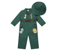 Baby Girls Boys Jungle Safari 1st Birthday Outfit One Year Old Party Cake Smash Toddlers Zookeeper Suit Kids Froest Adventure Explorer Clothes Long Sleeve Jumpsuit with Hat Dark Green 1st 12-18 Months