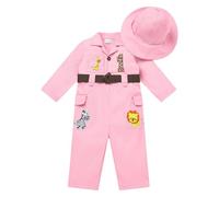 Baby Girls Boys Jungle Safari 1st Birthday Outfit Wild One Year Old Party Cake Smash Toddlers Zookeeper Suit Kids Froest Adventure Explorer Clothes Long Sleeve Jumpsuit with Hat Pink 1st 9-12 Months