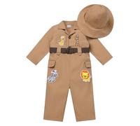Baby Girls Boys Jungle Safari 1st Birthday Outfit Wild One Year Old Party Cake Smash Toddlers Zookeeper Suit Kids Froest Adventure Explorer Clothes Long Sleeve Jumpsuit with Hat Brown 1st 12-18 Months