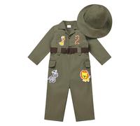 Baby Girls Boys Jungle Safari 2nd Second Birthday Outfit Two Years Old Party Toddlers Zookeeper Suit Kids Froest Adventure Explorer Clothes Long Sleeve Jumpsuit with Hat Army Green 2nd 2-3 Years