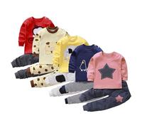 Baby Girls Boys Monkey Pjs Matching Pyjamas Kids Cute Animals Pattern Pajamas Cotton Long Sleeve Tshirt Trousers Set Loungewear Warm Sleepwear (Dark Blue, 6-7 Years)