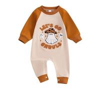 Baby Girls Boys My 1st Halloween Outfit Cute Ghost Pumpkin Bodysuit Long Sleeve Onesie Crew Neck Buttons Jumpsuit Soft Comfy Sleepsuits (UK, Age, 0 Months, 3 Months, Black)