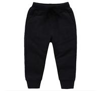 Baby Girls Boy's Pants Toddler Cotton Pull on Jogger Kids Solid Elastic Waist Sweatpants Baggy Sport Pants Solid Warm Kids Pants (Black, 18-24 Months)