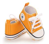 Baby Girls Boys Sneakers Toddler Shoes Canvas First Walking Shoes Newborn Anti-Slip Prewalker Sneakers for 0-6 Months Yellow