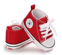 Baby Girls Boys Sneakers Toddler Shoes Canvas First Walking Shoes Newborn Anti-Slip Prewalker Sneakers for 6-12 Months Red
