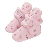 Baby Girls Boys Snow Boots Winter Warm Soft Sole Booties Floral Non-Slip First Walking Shoes Pram Crib Prewalker Pink