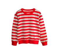 Baby Girls Boys Striped Sweatshirt Long Sleeve Pullover Crewneck T-Shirt Fall Basic Tops Casual Blouse for 1-10 Years Red