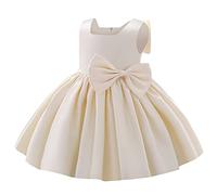 Baby Girls Bridesmaid Dresses Kids Toddler Sleeveless Satin Bowknot Princess Tulle Tutu Flower Girl Christening Baptism Wedding Pageant First Birthday Party Formal Prom Gown Champagne 12-18 Months