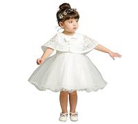 Baby Girls' Christening Dress Gown Baptism Dress with Lace Cape Baby Wedding Dress Infant Tulle Dress Flower Girl Dresses for Kids Princess Birthay Prom White 12-18 Months