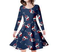 Baby Girls Christmas Dress,Baby Clothing Dress Fancy For Teens Day Outfit Mini Miss Santa Costume Girl Clothes 9 To 12 Months Autumn Winter Newborn Toddler Gift (Navy,10-13 Years)