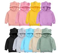 Baby Girls Cute Hoodie Toddler Boys Plain Hoodies Long Sleeve Jumper Split Side Solid Color Sweatshirt School Pullover Tops Cotton Comfy Soft (Purple, 9-12 Months)