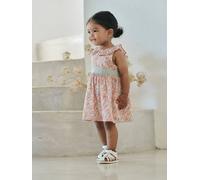 Baby girl's dress with bow and back opening multicoloured