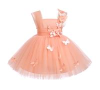 Baby Girls' Dresses for Party: Flower Girl Dress Bridesmaid Butterfly Tulle Princess Birthday Outfit - Wedding Party Christening Ball Gown Peach Pink 90