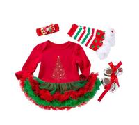 Baby Girls First Christmas Outfit Set Newborn Infant Tutu Romper Dress Headband Shoes and Socks 4 Piece Holiday Party Ensemble Gift 16 Year Old GirlsHalloween Toddler GirlToddler Santa CostumeBaby'S