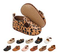 Baby Girls First Walking Shoes Mary Jane PU Leather Anti-Slip Princess Shoes Infant Baby Shoes 0-6 Months,C Leopard