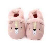 Baby Girls First Walking Shoes Toddler Infant Winter Warm Fleece Soft Sole Slippers Cute Shoes(Pink Bear,6-12 Months)