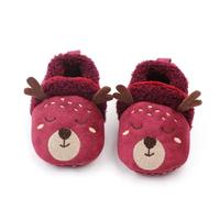 Baby Girls First Walking Shoes Toddler Infant Winter Warm Fleece Soft Sole Slippers Cute Shoes(Purple Red Deer,12-18 Months)