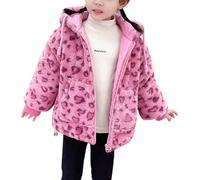 Baby Girls Fleece Jacket Leopard Toddler Hooded Coat Bear Ear Warm Winter Outwear Zip Up For Fall Winter Outfits Pink 4-5 Years