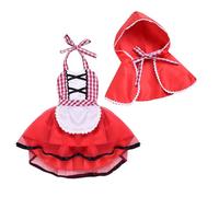 Baby Girls Halloween Deluxe Little Red Riding Hood Costume Cosplay Outfit Cloak Fairy Tale Fancy Dress Up Gown (Red, 18-24 Months)
