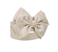 Baby Girls Headband Sparkle Glitter Bow Hairband Soft Touch Spanish Style Beige Newborn - 12 Months