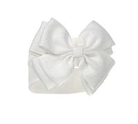 Baby Girls Headband Sparkle Glitter Bow Hairband Soft Touch Spanish Style Ivory Newborn - 12 Months