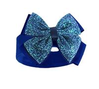 Baby Girls Headband Sparkle Glitter Bow Hairband Soft Touch Spanish Style Navy Blue Newborn - 12 Months