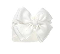 Baby Girls Headband Sparkle Glitter Bow Hairband Soft Touch Spanish Style White Newborn - 12 Months