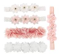 Baby Girls Headband with Grosgrain Ribbon,5 Pcs Baby Flower Headband Newborn Toddler Elastic Hairbands Party Wedding Photography Hair Accessories for Kids