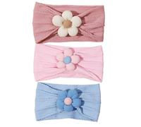Baby Girls' Headbands Gifts for Newborn Infant Toddler Handmade Soft Comfortable Elasticity Nylon Baby Flower Hairbands Essentials Accessories (Pink,Light Pink,Bule, 3Pcs)
