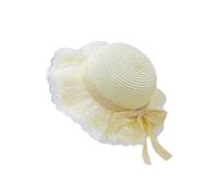 Baby Girls Kids Breathable Foldable UV Protection Bow Wide Brim Beach Sun Visor Straw Hat, Hat2-White, 3-6 Years
