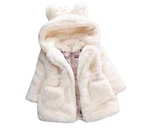 Baby Girls Kids Hooded Rabbit Coat Faux Fur Warm Jackets Outwear Winter Clothes for 1-4 Years Old