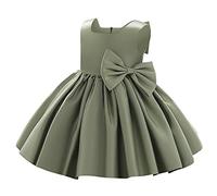 Baby Girls Little Girls Bowknot Tutu Princess Prom Dress Formal Ball Gown Birthday Wedding Party Christening Baptism Dresses Army Green 8-9 Years