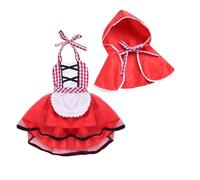 Baby Girls Little Red Riding Hood Costume Set with Hooded Cloak Infant Toddler Princess Fairy Tale Carnival Dress Outfit for Halloween Christmas Cosplay Photo Shoots (Red, 6-12m)