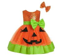 Baby Girls My First Halloween Costume Party Dress Pumpkin Tutu Tulle Sleeveless A-line Princess Dresses with Bow Festival Holiday Pageant Evening Ball Gown Toddler Trick or Treat Outfit Orange 6-12M