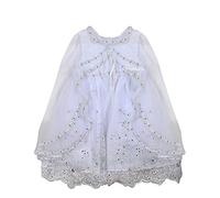 Baby Girls New Arrival Highly Detailed 2 Piece Stylish Flower Embroidery Christening Dress with Cape (12-18months)