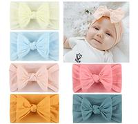 Baby Girls Nylon Headbands, 6 Pcs Newborn Stretchy Nylon Headband Baby Turban Headband Super Stretchy Knot Soft Baby Headbands