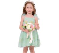 Baby Girls Princess Tutu Birthday Party Wedding Flower Girl Dress Toddlers Adorable Strawberry/Heart Glitters/Daisy Print Ruffle Tulle Dress Pageant Prom Ball Gown Green-Embroidery 6-12M