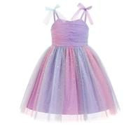 Baby Girls Princess Tutu Birthday Party Wedding Flower Girl Dress Toddlers Adorable Strawberry/Heart Glitters/Daisy Print Ruffle Tulle Dress Pageant Prom Ball Gown Purple - Colored mesh 3-4Y