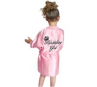 Baby Girls Satin Kimono Robe Bathrobe Sleepwear Toddler Kids Kimono Dressing Gown Nightgown Pajama for Spa, Swimming Wedding Birthday Ages Nightwear Pyjamas Party Cardigan Robe Clothes 1-5 Years