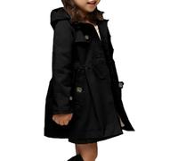Baby Girls Single Breasted Trench Coat 2-12 Years, black, 9-10 Jahre