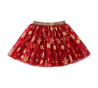 Baby Girls Soft Tutu Skirt Toddler Party Girl Mesh Tutu Snowflake Print Costome Dance Princess Skirt Kids Clothes Red