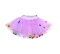 Baby Girls Solid Color Tutu Skirt Infant Girl Dance Princess Skirt Toddler Kids Tulle Skirt Little Girls Fluffy Soft Tulle Ballet Skirt with Rainbow Color Balls, M, Purple, 1-2 Years