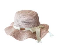 Baby Girls Straw Hat Kids Wide Brim Sun Cap Bow Country UPF 50+ Breathable Fisherman Bucket Hat Outdoor Protection Sunshade Water Headwear Easter Personalized Quick Dry Bonnet (Pink, 2-5 Years)