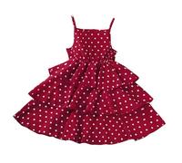Baby Girls Summer Dresses Sleeveless Spaghetti Straps Polka Dot Princess Pleated A-line Tunic Sundress Cake Dress Knee Length Toddler Girl Dresses Princess Sundress Summer Clothes Outfits Red