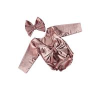 Baby Girls Triangular Bodysuit Big Bowknot Back Romper and Matching Hairband Headband Props for Newborns Photoshoots