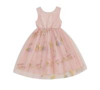 Baby Girls Tulle Dress Sleeveless Floral Butterfly Tutu Dresses Birthday Party Princess Sundress (G-Lotus Color, 5-6 Years)