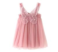 Baby Girls Tulle Tutu Dress 3D Butterfly Wings Sleeveless Backless Dress Wedding Birthday Party Pretty Princess Dresses Toddler Girls Summer Beach Sundress Skirt Set Pink+Butterfly 9-12 Months