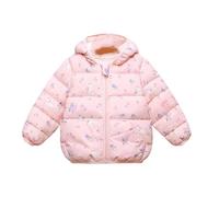 Baby Girls Winter Coats Padded Down Jacket Warm Lightweight Puffer Down Coat Quilted Puffy Windproof Outerwear For Kids Toddler Cute Printed Packable Short Coat With Pockets Age 12-24 Months